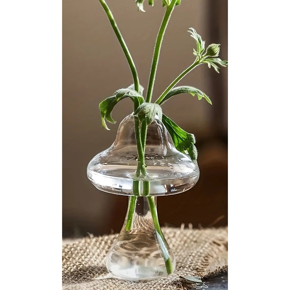 Glass Mushroom Propagation Station Bud Vase - 5" - Art Decor Collectible